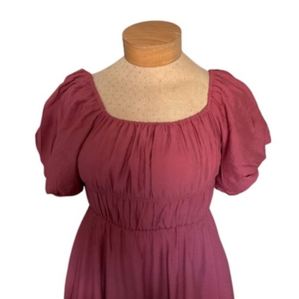 Mi Ami for Francesca's Mauve Pink Puff Sleeve Smocked Mini Dress Juniors L New - Picture 14 of 15